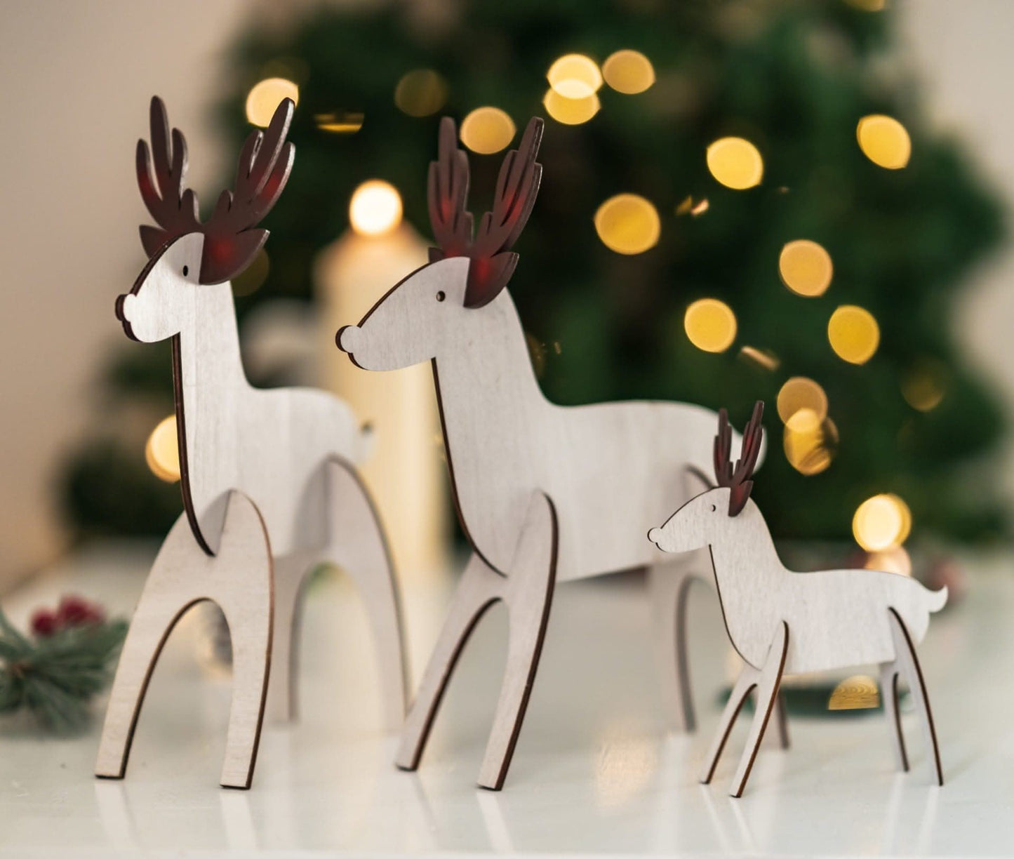 Make Your Own Wooden Reindeer Family Christmas Ornaments