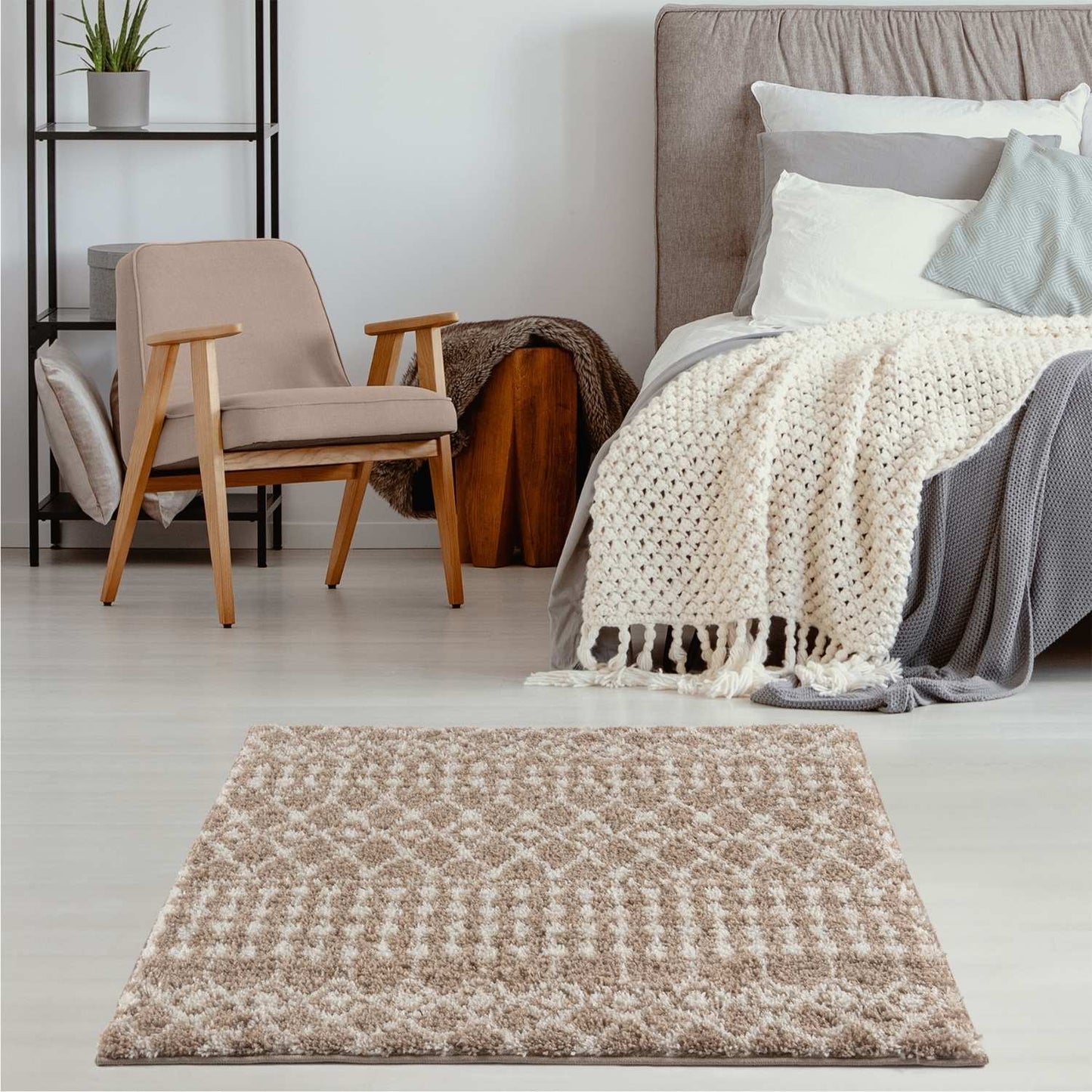 Moroccan Beige Shaggy Rug | 1020