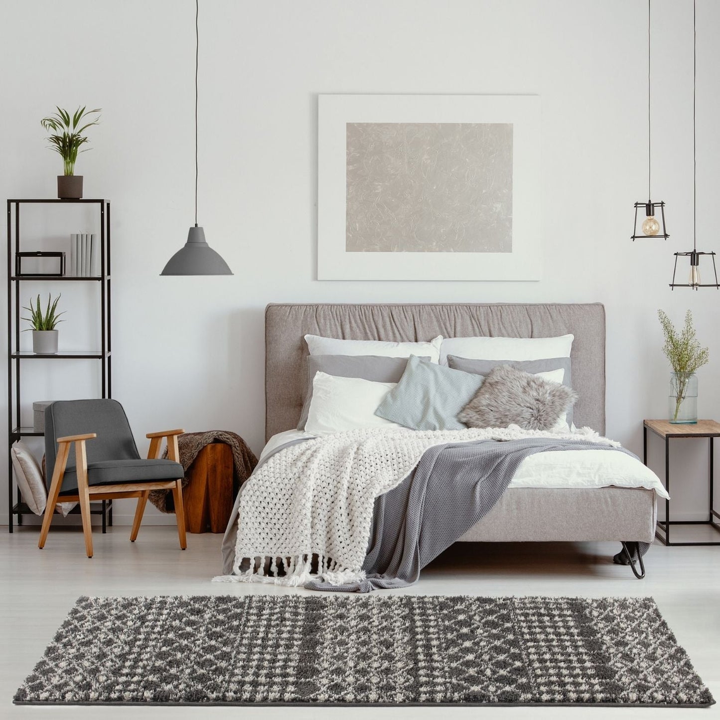 Moroccan Dark Grey  Shaggy Rug | 1040