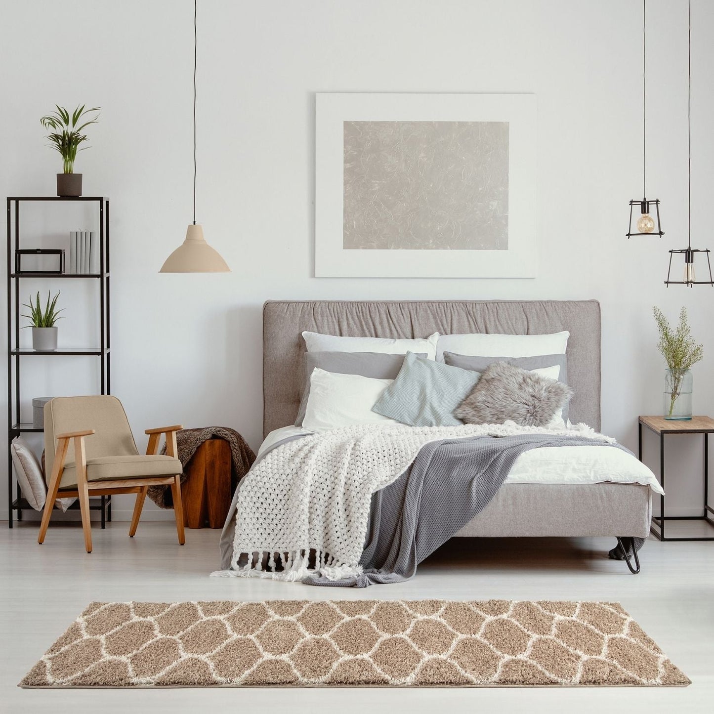 Moroccan Beige Shaggy Rug | 620