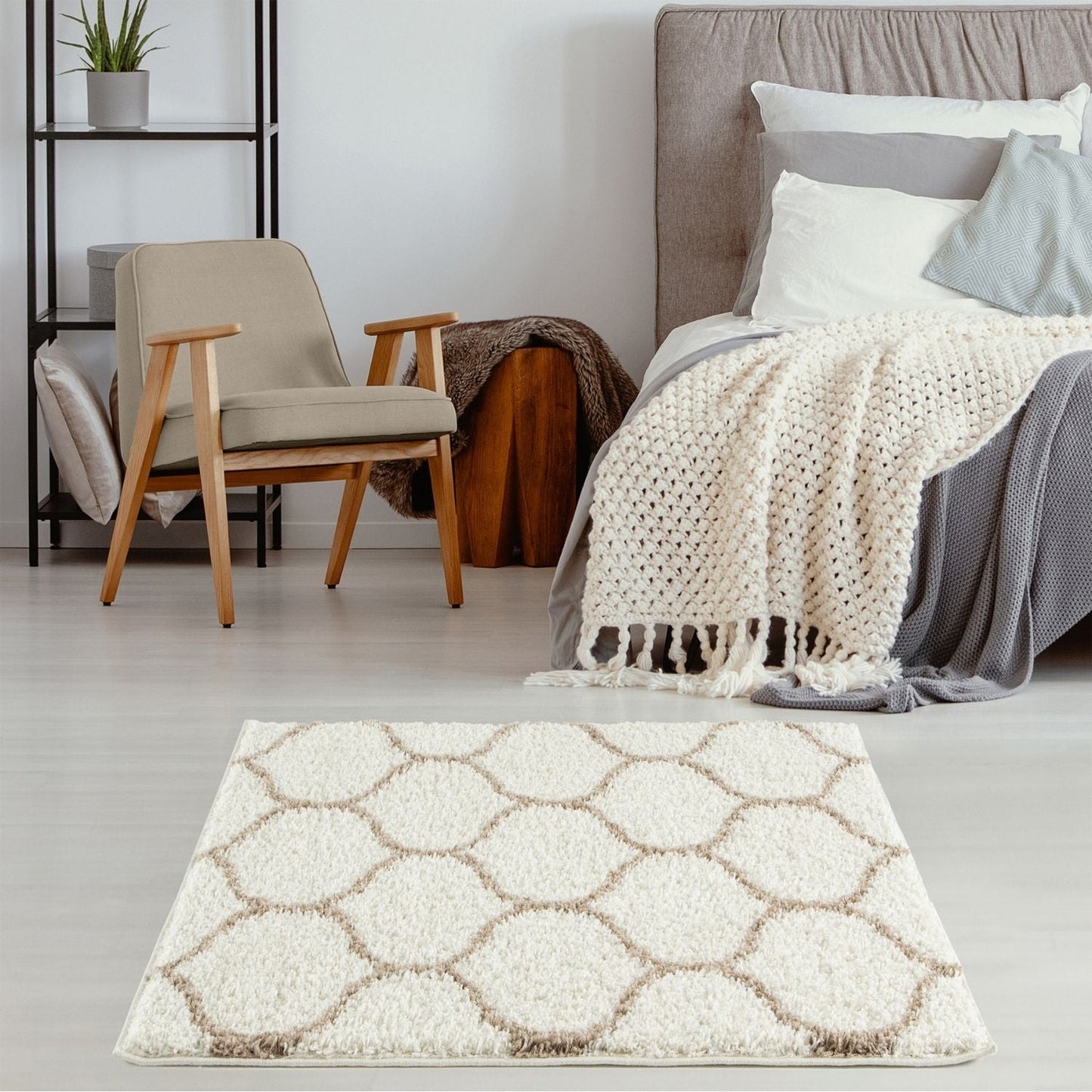 Moroccan Ivory Shaggy Rug | 630