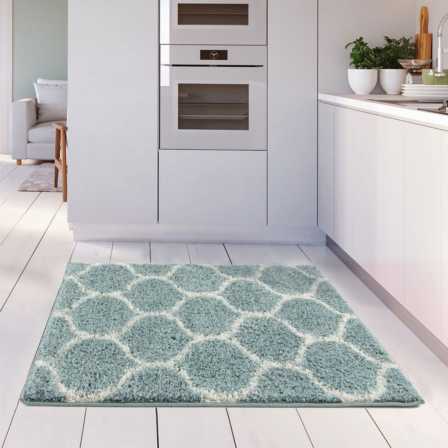 Moroccan Duck Egg Blue Shaggy Rug | 650