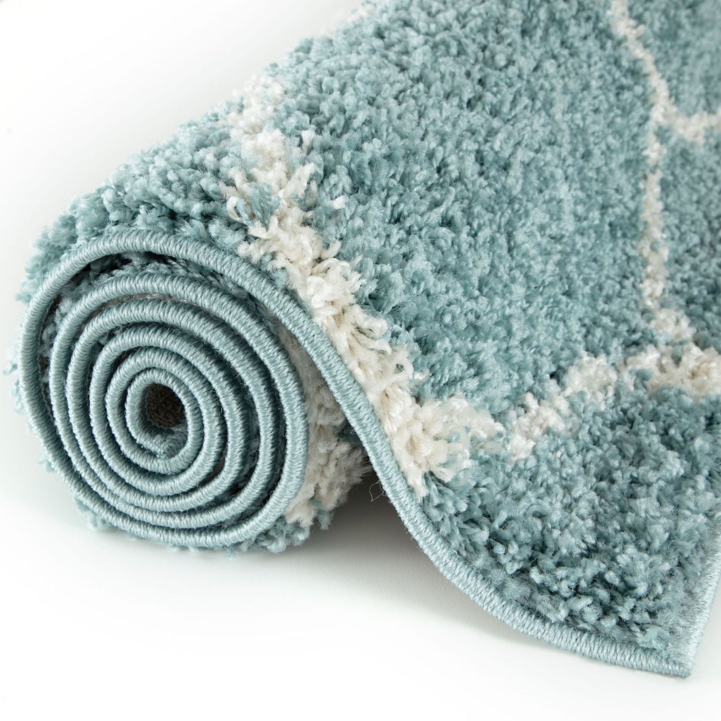 Moroccan Duck Egg Blue Shaggy Rug | 650