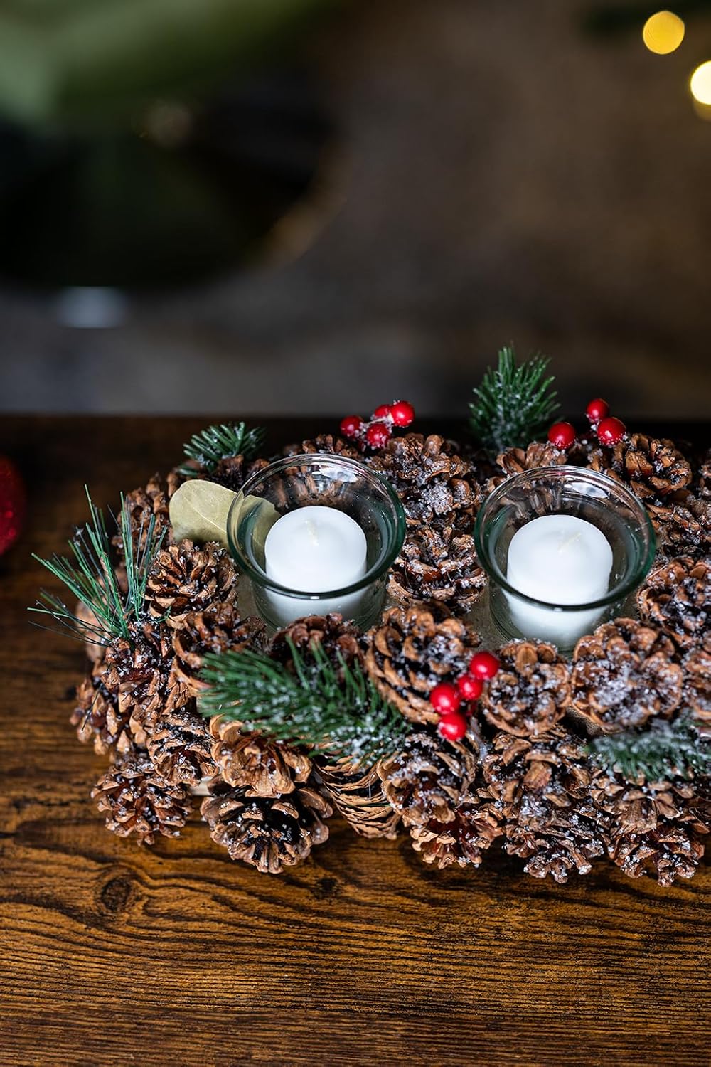 Christmas Pinecones Tea Light Candle Holder