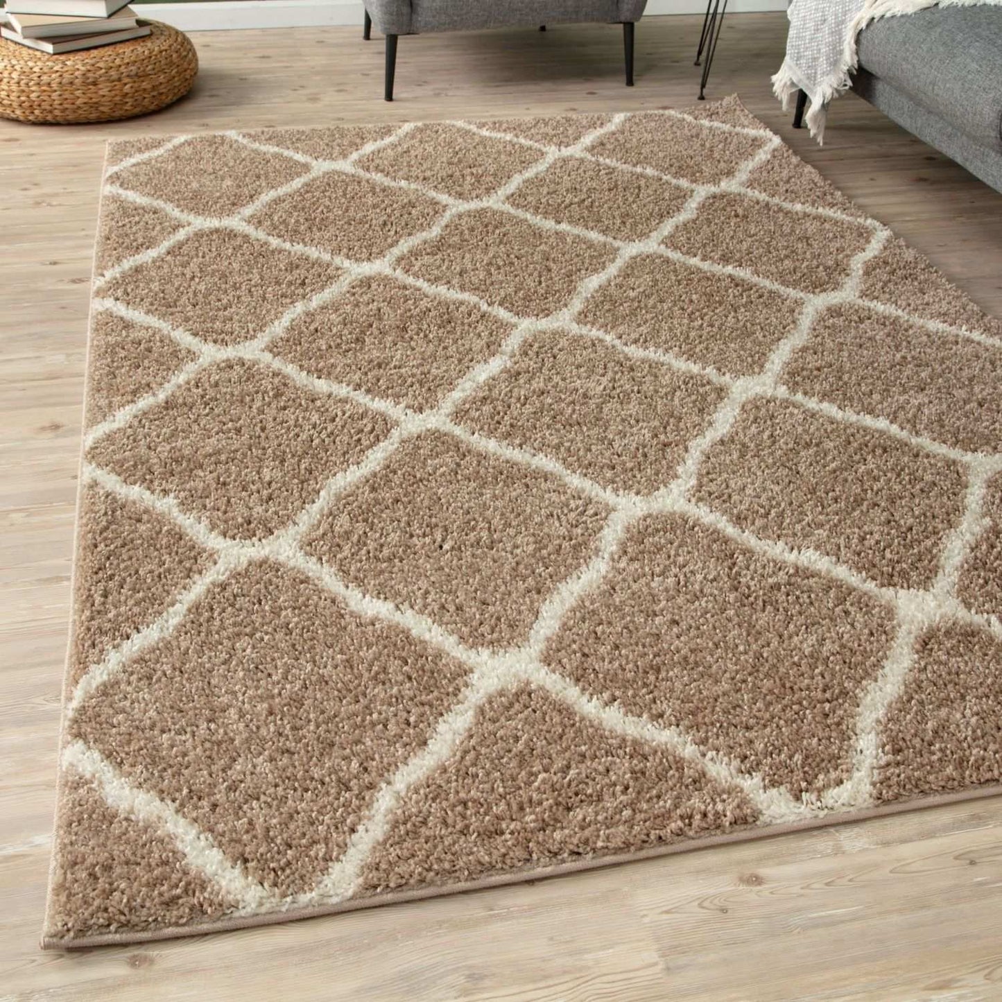 Moroccan Beige Shaggy Rug | 720