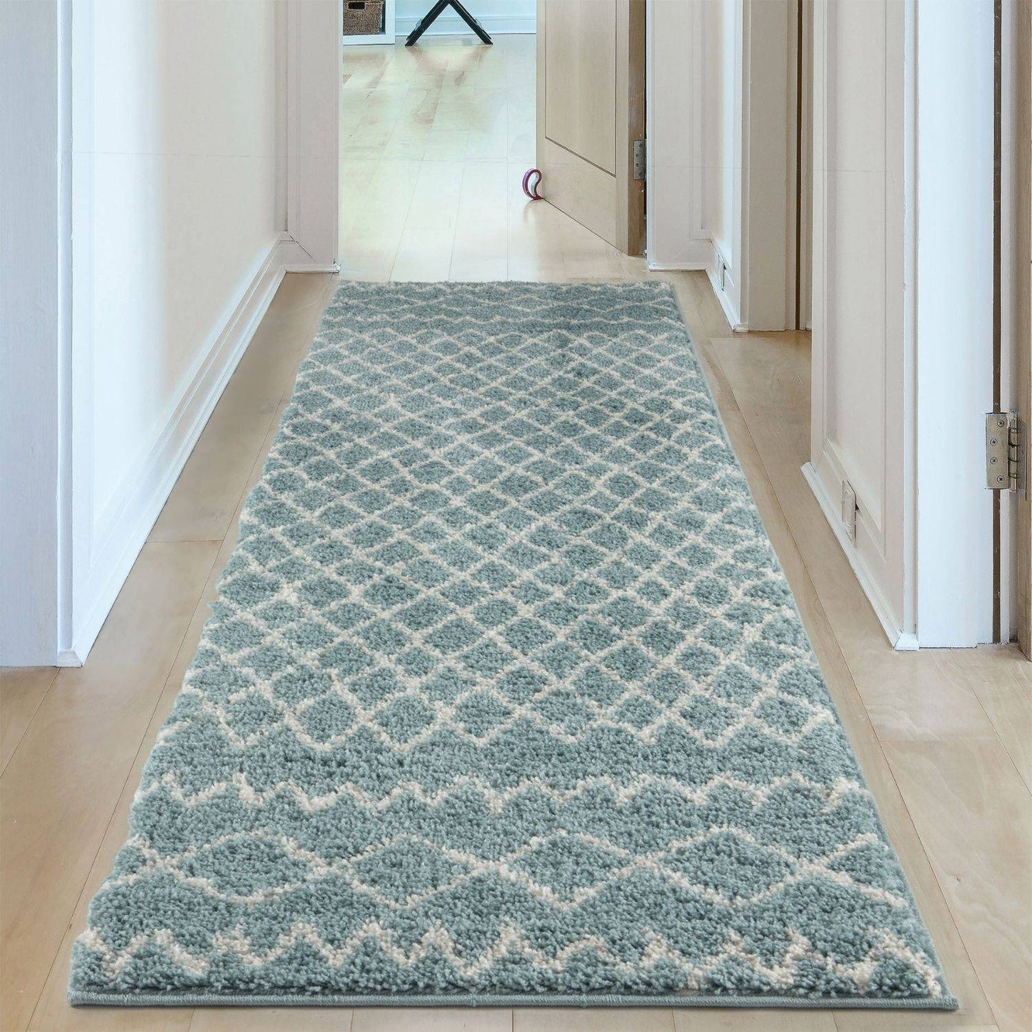 Moroccan Duck Egg Blue Shaggy Rug | 950
