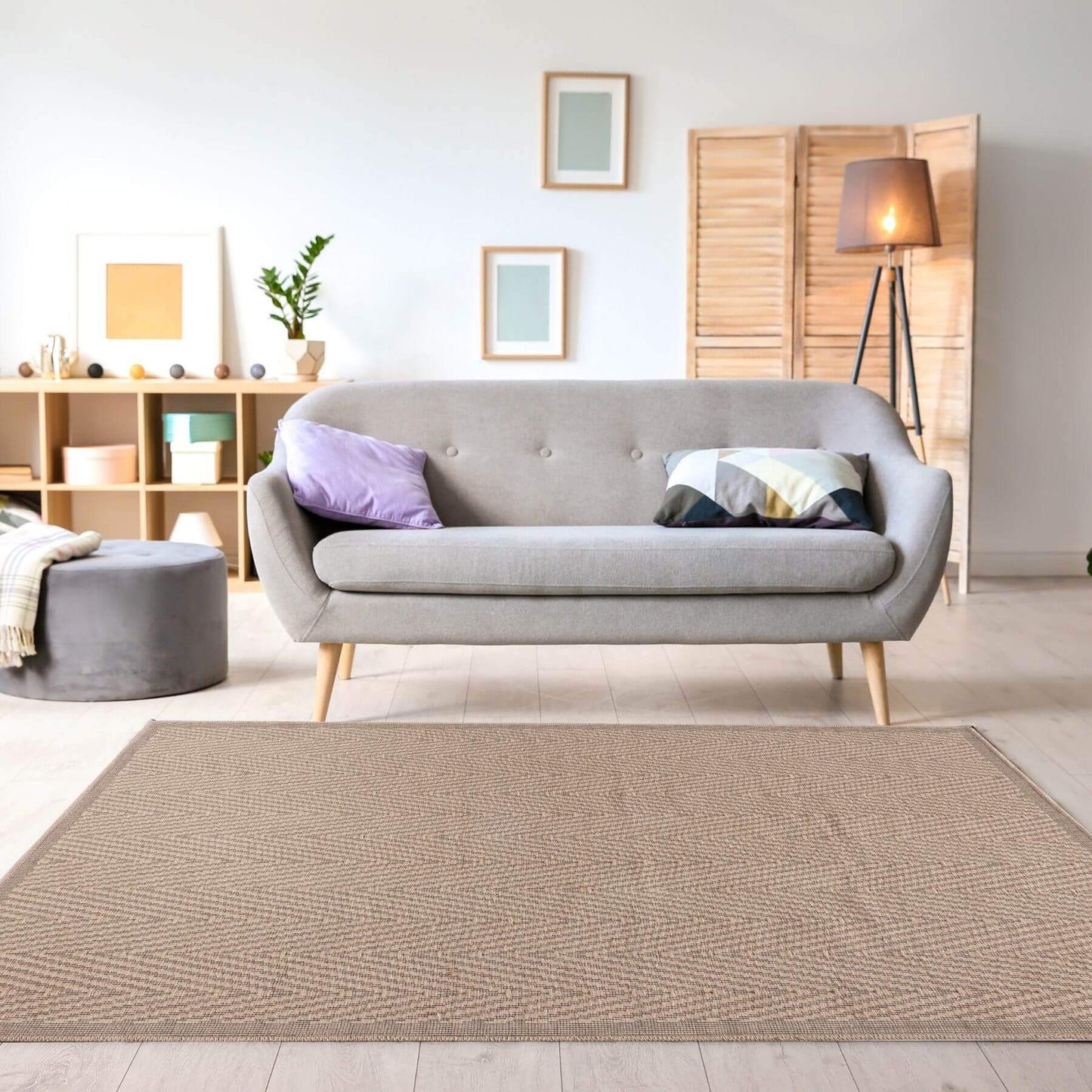 Beige Jute Looking Washable Rugs