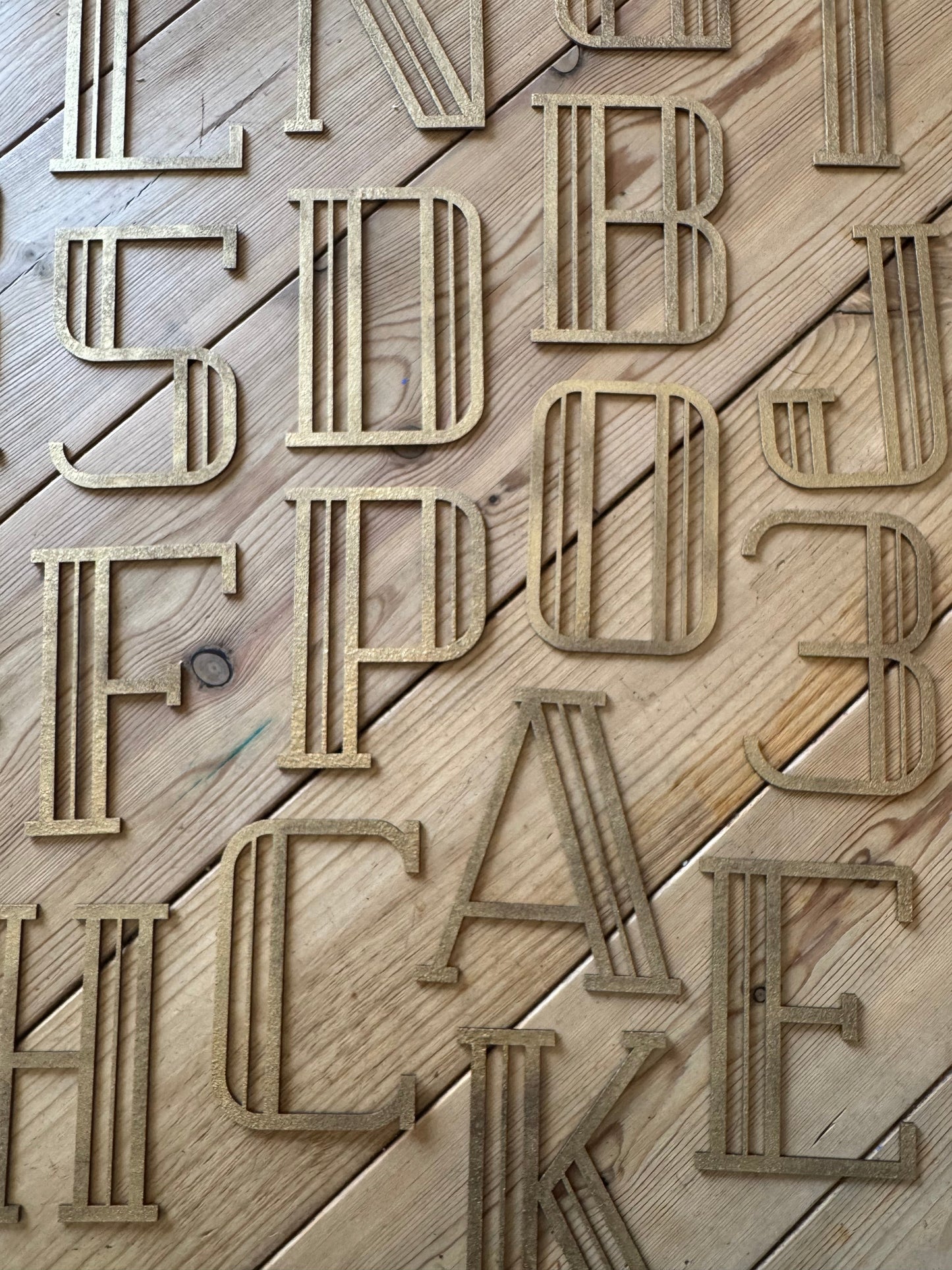 Gold Distressed 5" or 12" Art Deco Lettering A-Z 0-9