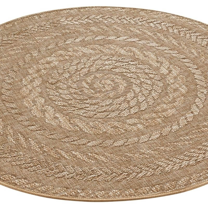 Indoor Outdoor Almendro Round Rug – Chevron Design
