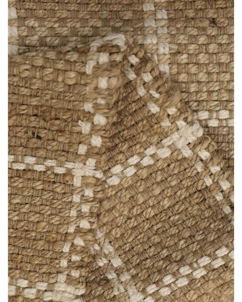 Jute Check Natural Rug Striped & Geometric Handwoven