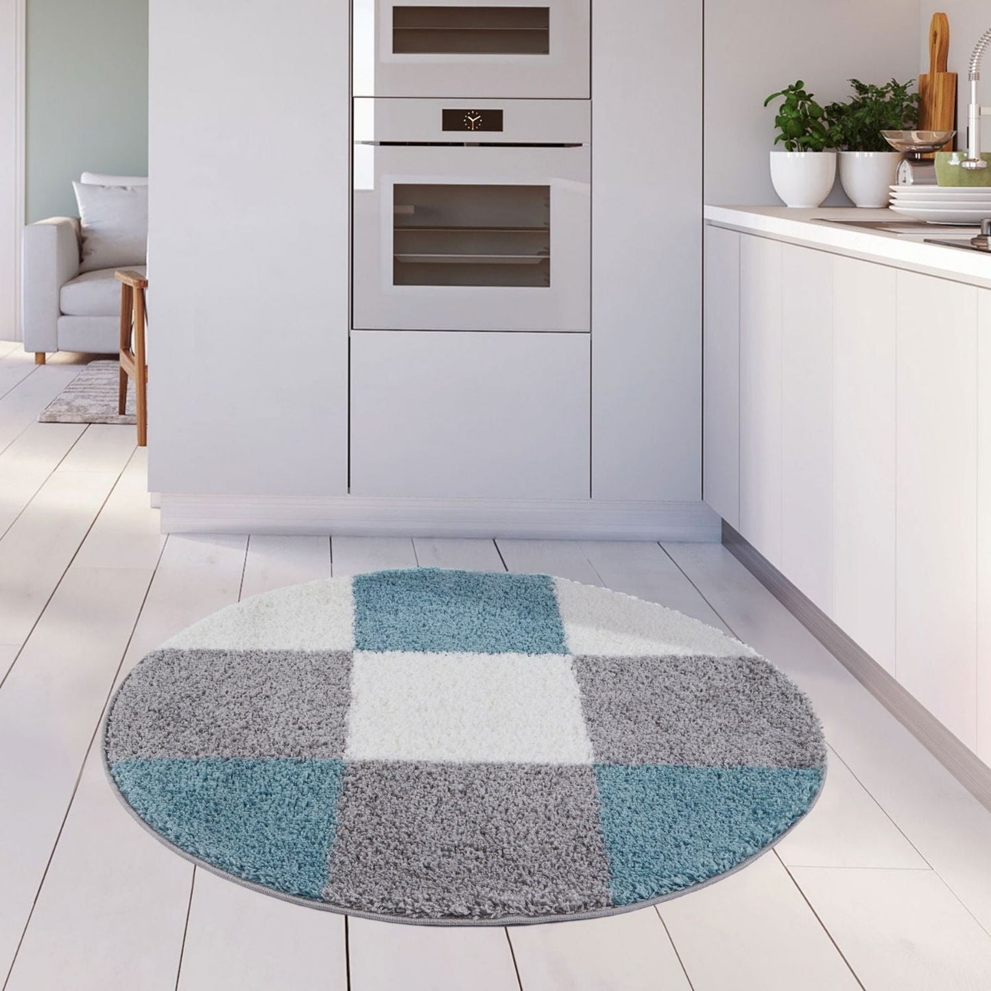 Myshaggy Geometric Duck Egg Blue Rug