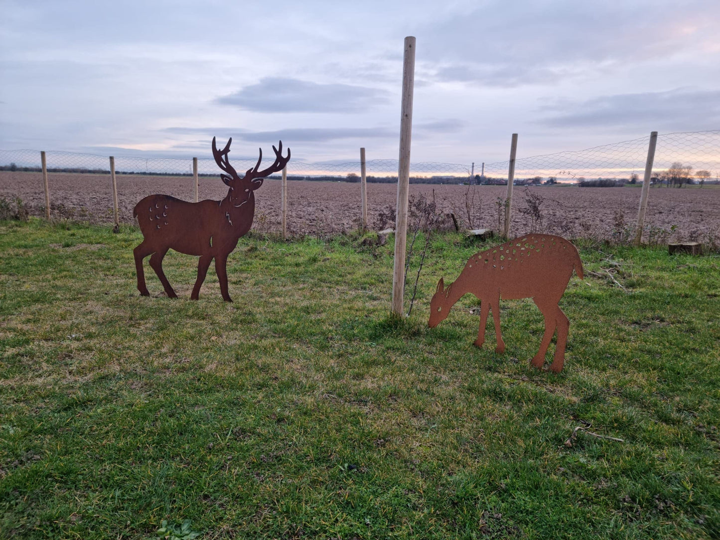 Large Rusty Metal Garden Stag Statue