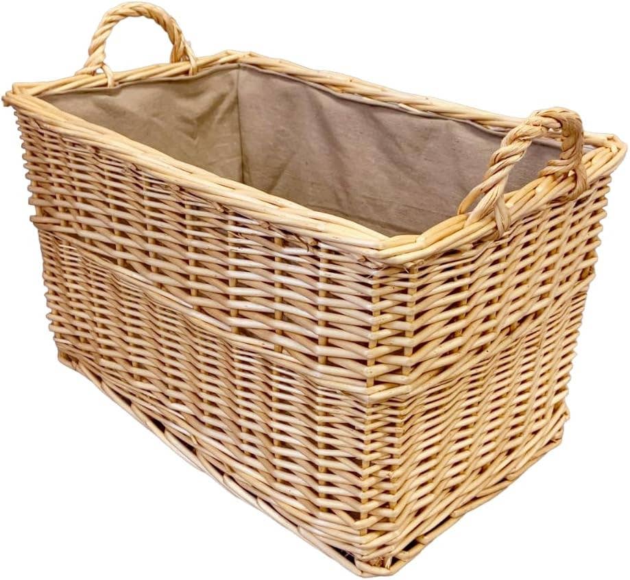 Natural Wicker Rectangular Log Basket with Lining