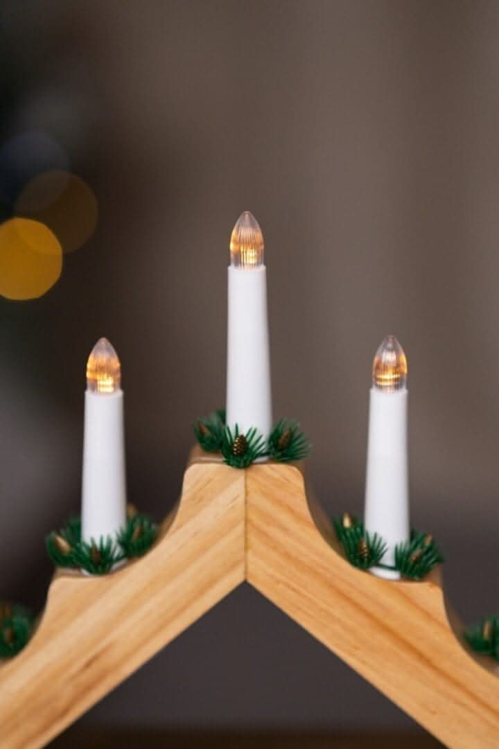 7 Bulb Natural Wooden Christmas Candle Bridge