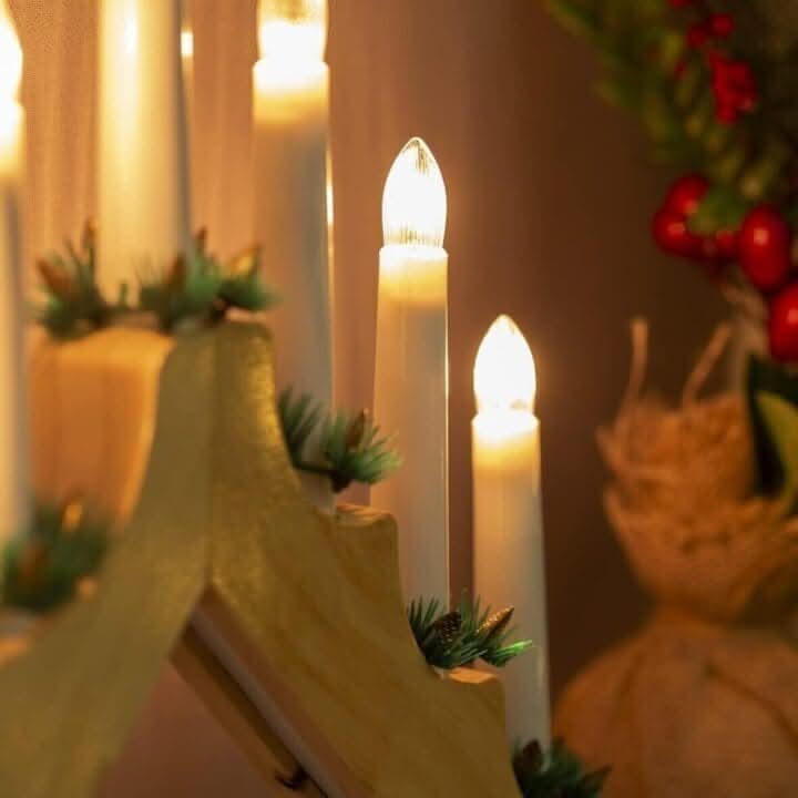 7 Bulb Natural Wooden Christmas Candle Bridge