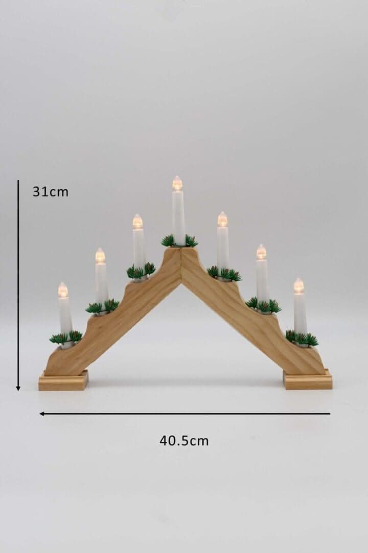 7 Bulb Natural Wooden Christmas Candle Bridge