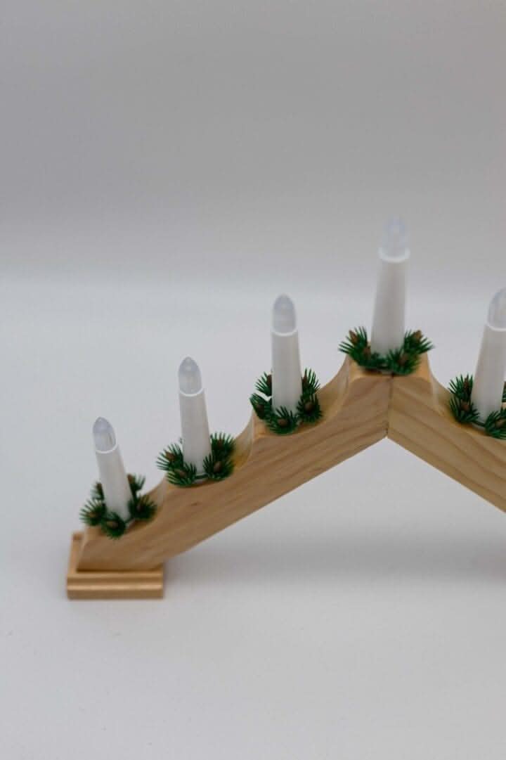 7 Bulb Natural Wooden Christmas Candle Bridge