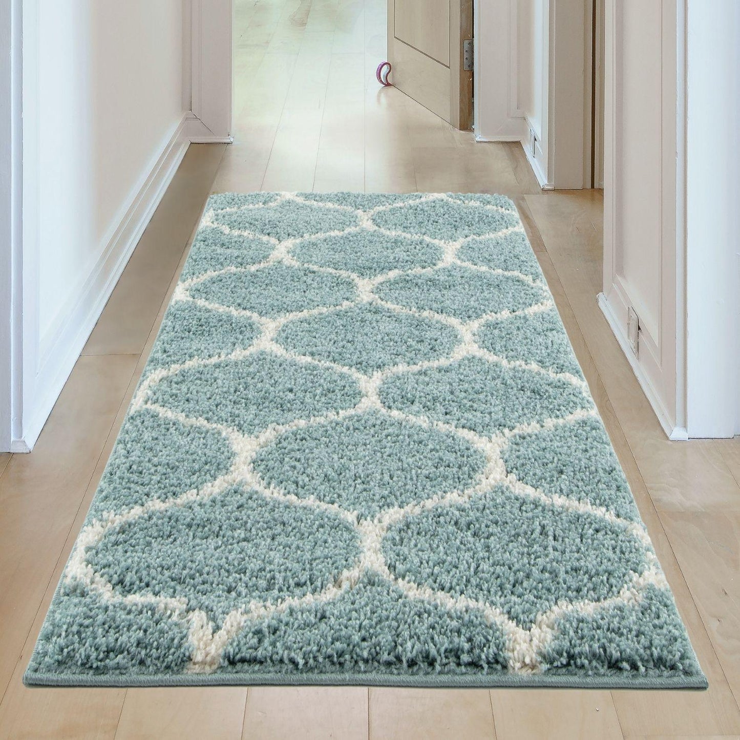 Moroccan Duck Egg Blue Shaggy Rug | 650