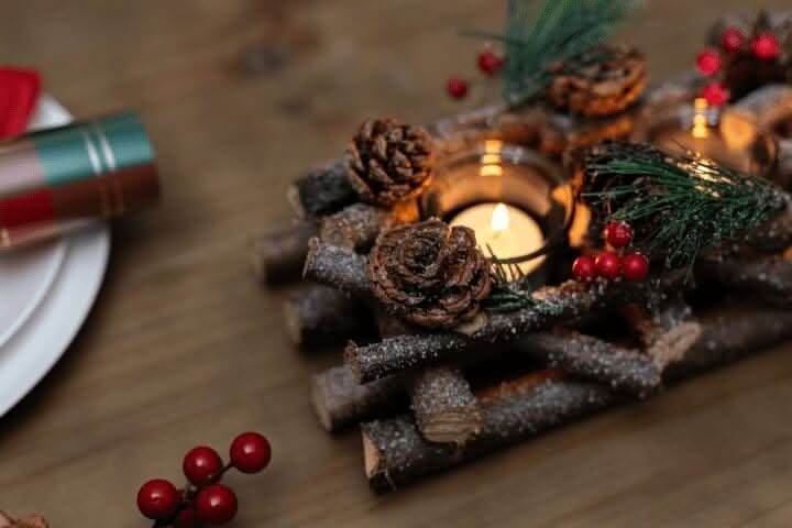 Christmas Wooden Pinecone Tea Light Candle Holder Decoration